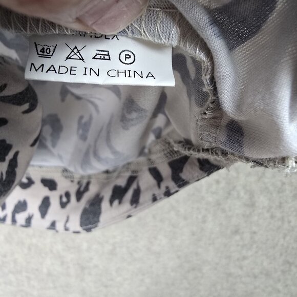 Temofon Womens Leopard Print Long-Sleeve Top Beige Black Soft Stretchy Casual - Picture 5 of 7